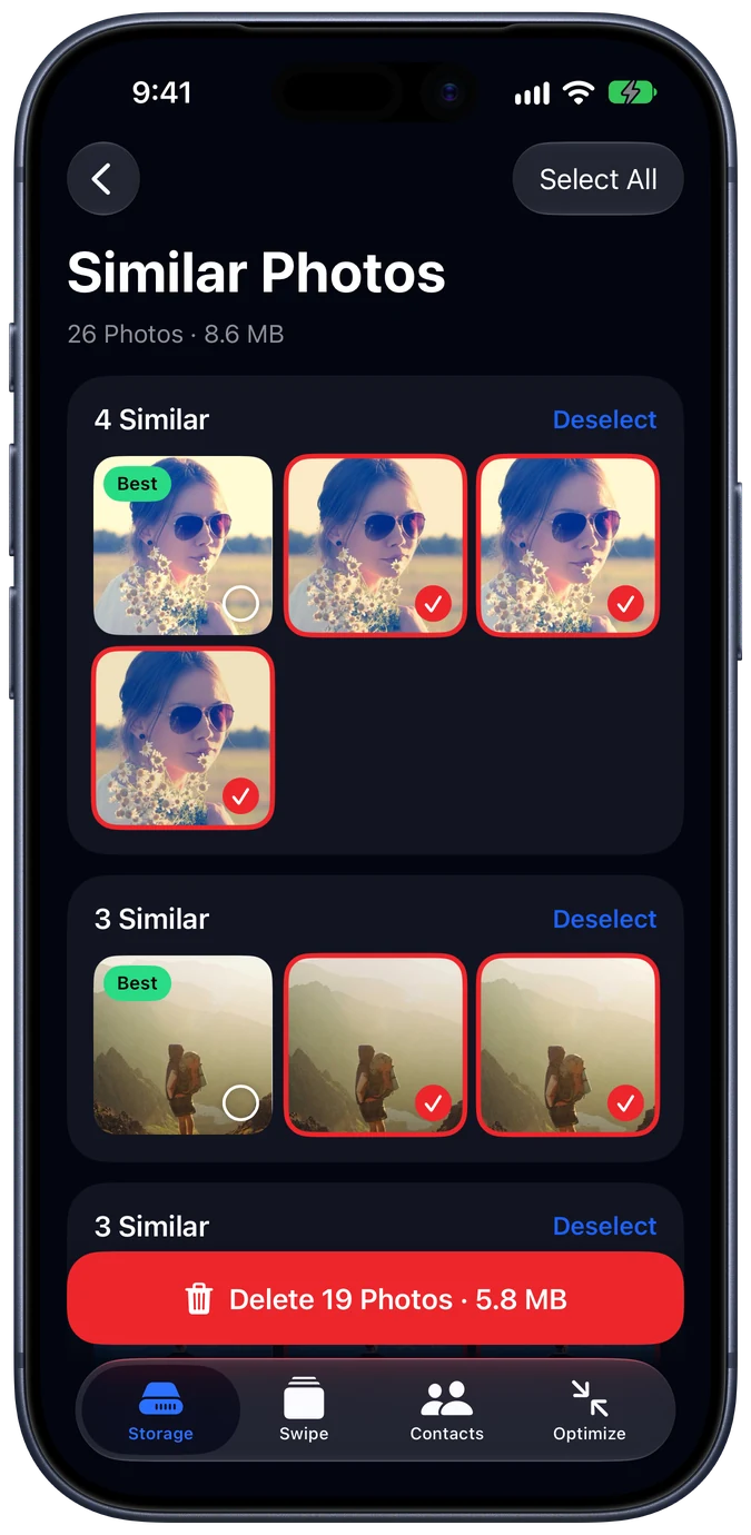 Similar photos screen