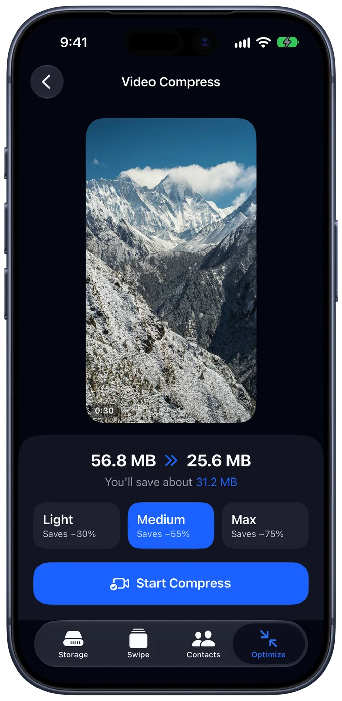 Video compression screen